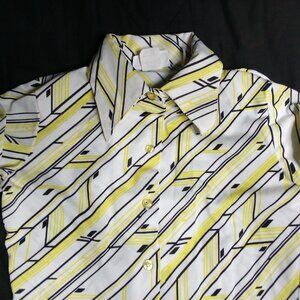 Vintage Jantzen MCM Geometric Op Art Polyester Disco Shirt